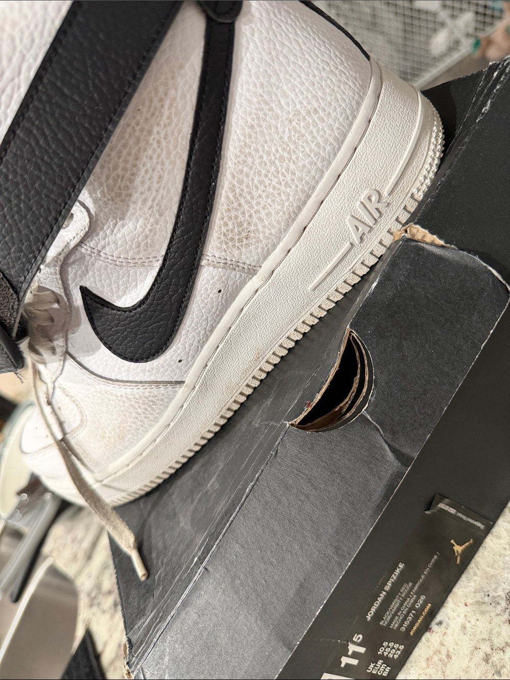 Nike Kids White and Black High-Top Sneakers with Strap